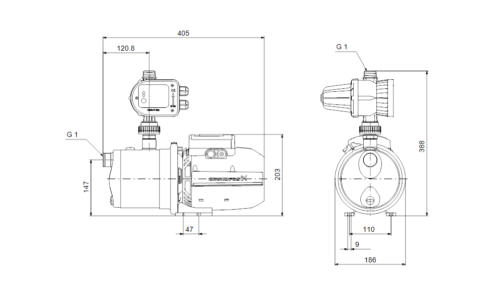 Grundfos JP4-54 PM START Self Priming Jet Pump (Flow 85 LPM)