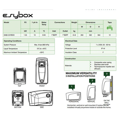 DAB ESYBOX Variable Speed Pump (Flow 120 LPM)