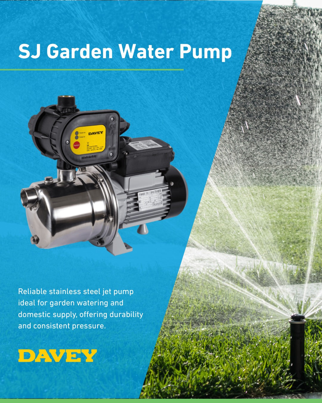 Davey SJ35-04PC Silver Series Jet Pump (Flow 50 LPM)