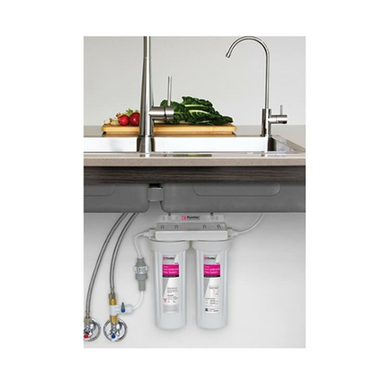 Puretec TS100 Twin Cartridge Water Filter Kit Undersink With High Loop LED Faucet