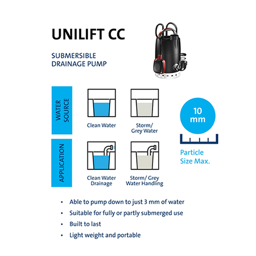 Grundfos Unilift CC7-A1 Submersible Drainage Pump (Flow 170 LPM)